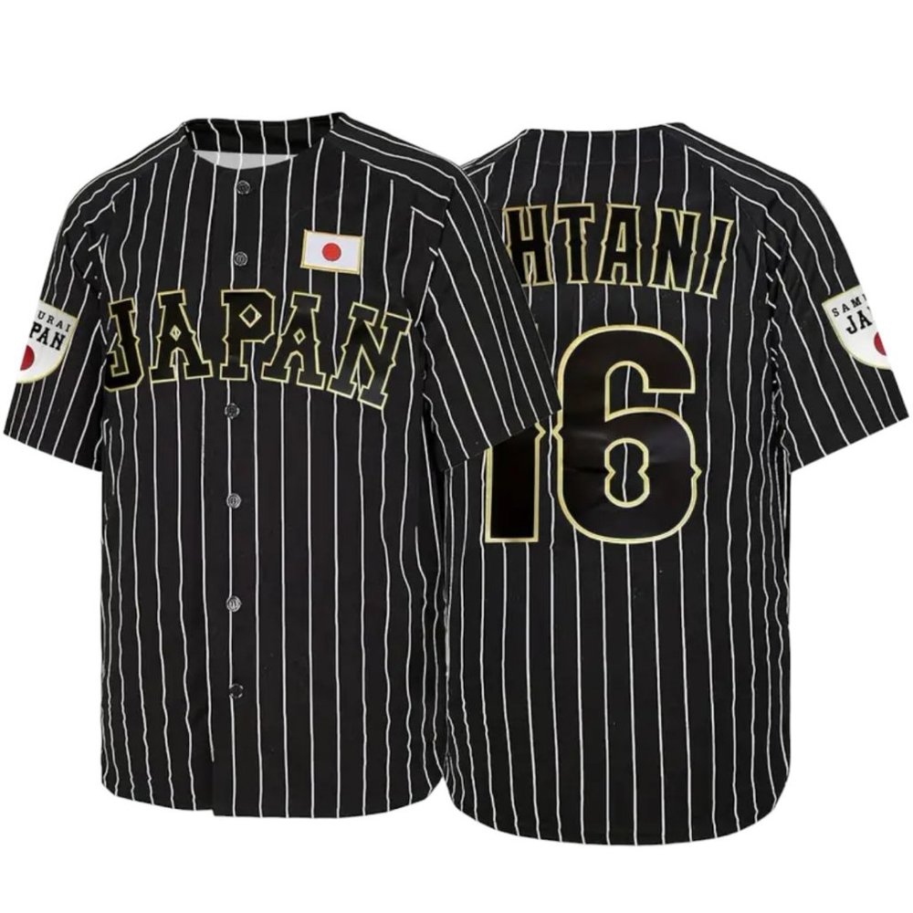 Shohei Ohtani Japan Pinstripe National Samori Baseball Jersey Black Dodgers